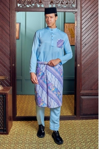 Baju Melayu Batik in Baby Blue